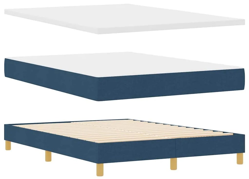 Cama Box Spring com Colchão e LED Azul 140x200 cm Tecido