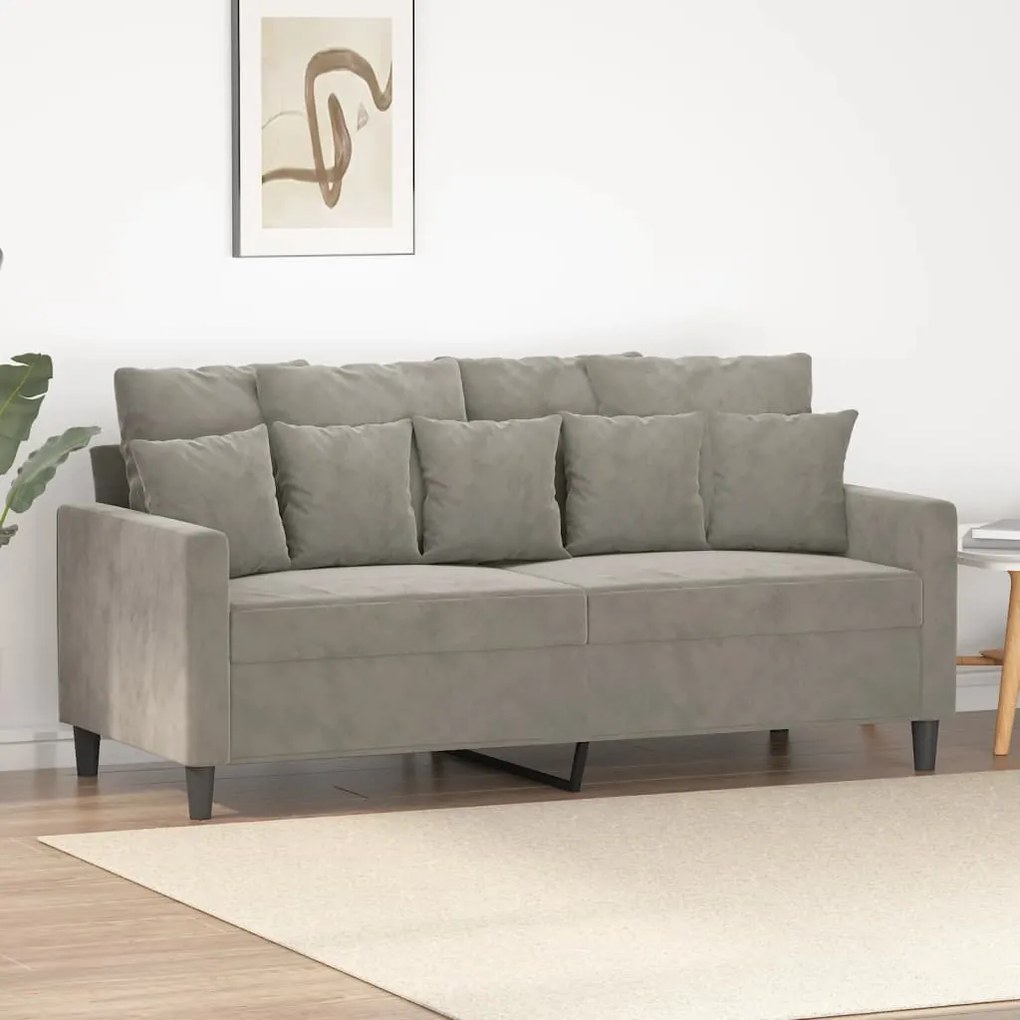 348875 vidaXL Sofá de 2 lugares 140 cm veludo cinza-claro