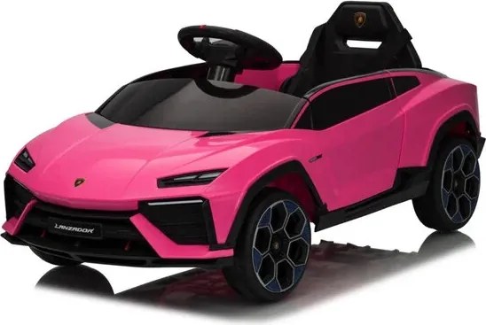 Carro elétrico para crianças Lamborghini Lanzador 12V Pneus em borracha maciça, banco em pele sintética Rosa