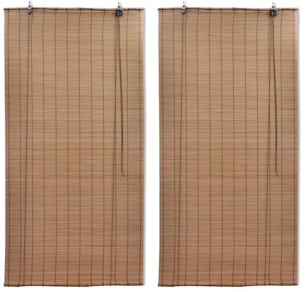 Estores de rolo em bambu 2 pcs 120 x 220 cm castanho