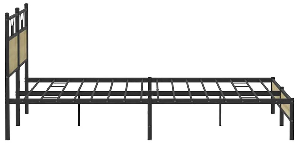 Estrutura de cama sem colchão 200x200cm metal carvalho sonoma