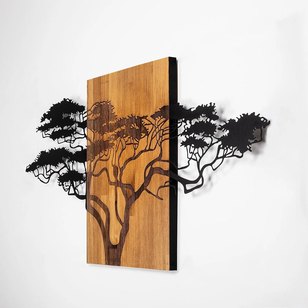 Acessório Decorativo de Parede Acácia – Preto e Noz – 144 x 3 x 70 cm