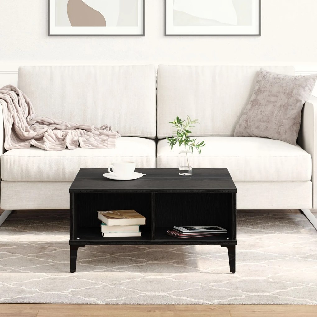 Mesa de Centro vidaXL Preto Carvalho 60x60x30 cm Madeira Consolidade