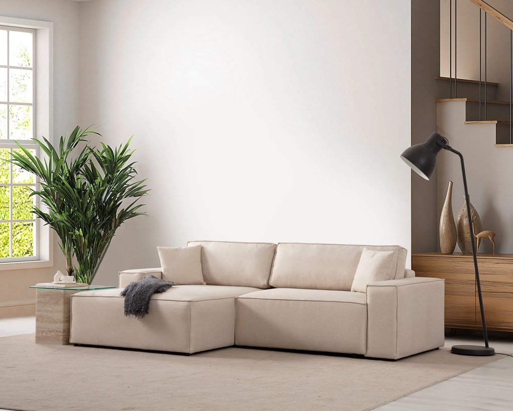 Sofá-Cama de Canto Pırlo – Ecru – 260x78x170 cm