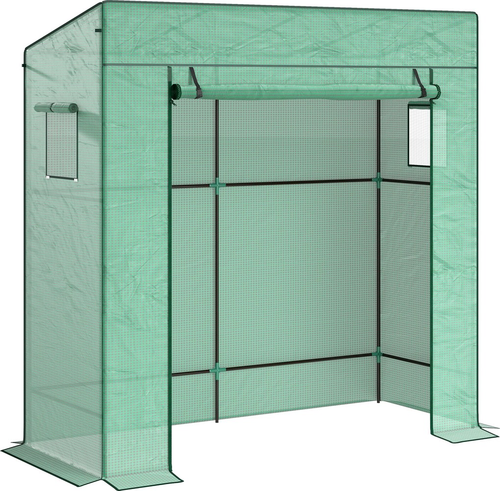 Outsunny Estufa de Exterior com Janelas de Malha e Porta com Fecho de Correr Estufa para Cultivar Plantas e Flores 196x77x197 cm Verde | Aosom Portugal