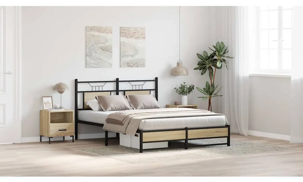 Estrutura cama s/ colchão derivados de madeira carvalho sonoma