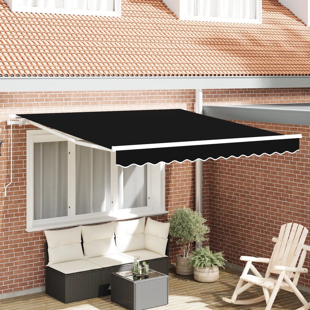 Toldo Retrátil Manual vidaXL Preto 350x250 cm