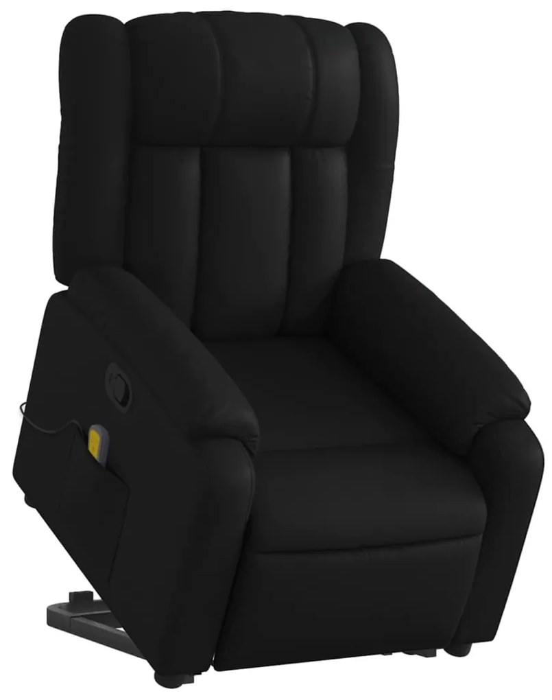 Poltrona massagens reclinável elevatória couro artificial preto