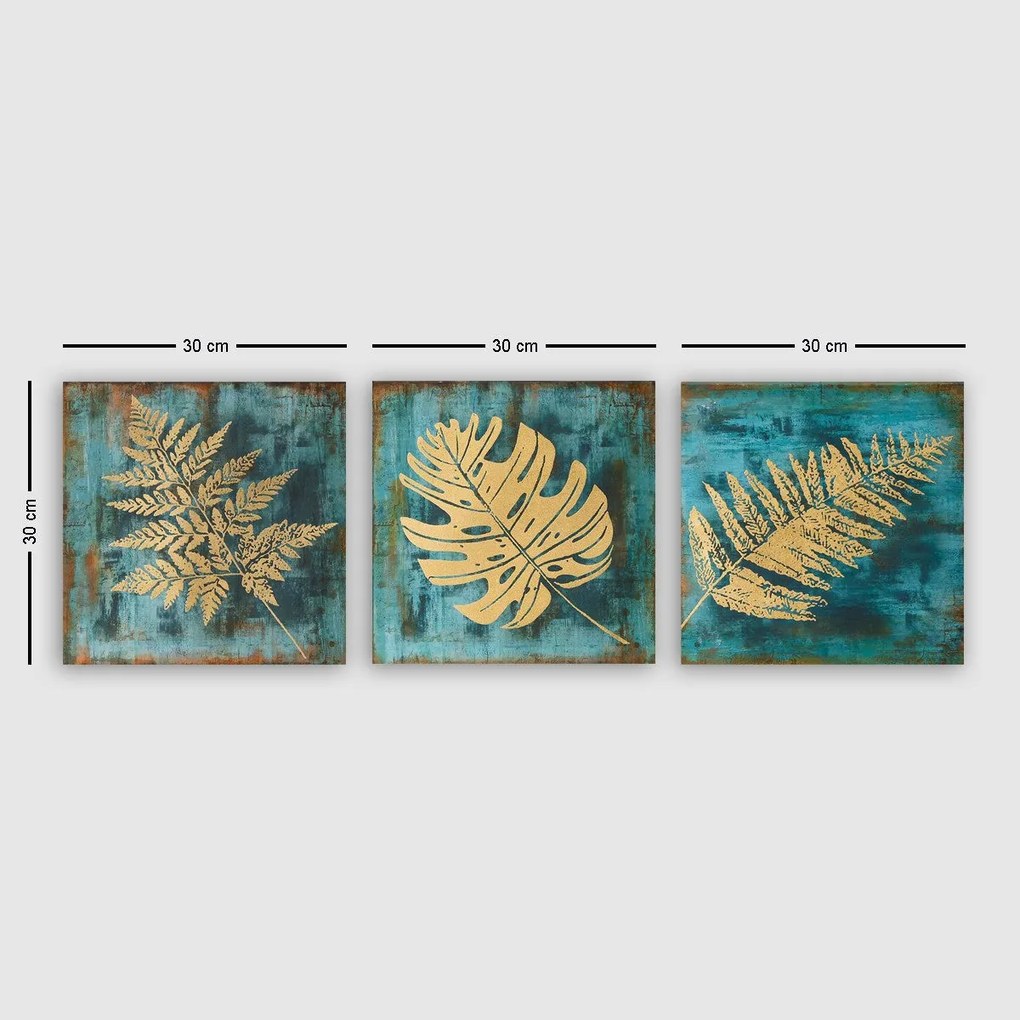 Pintura Decorativa em Tela 3P5777 – Multicolor – 30 x 30 cm (3 Peças)