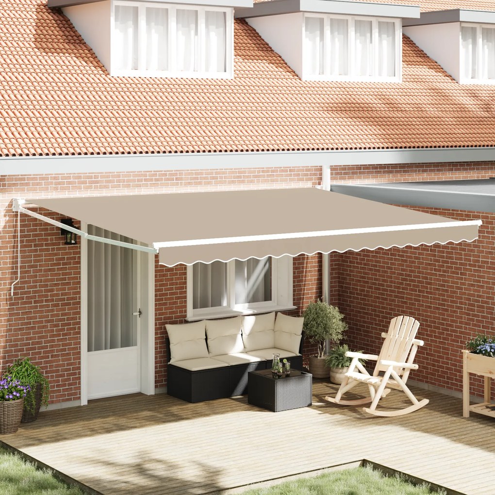 Toldo Retrátil Manual vidaXL Bege 450x300 cm