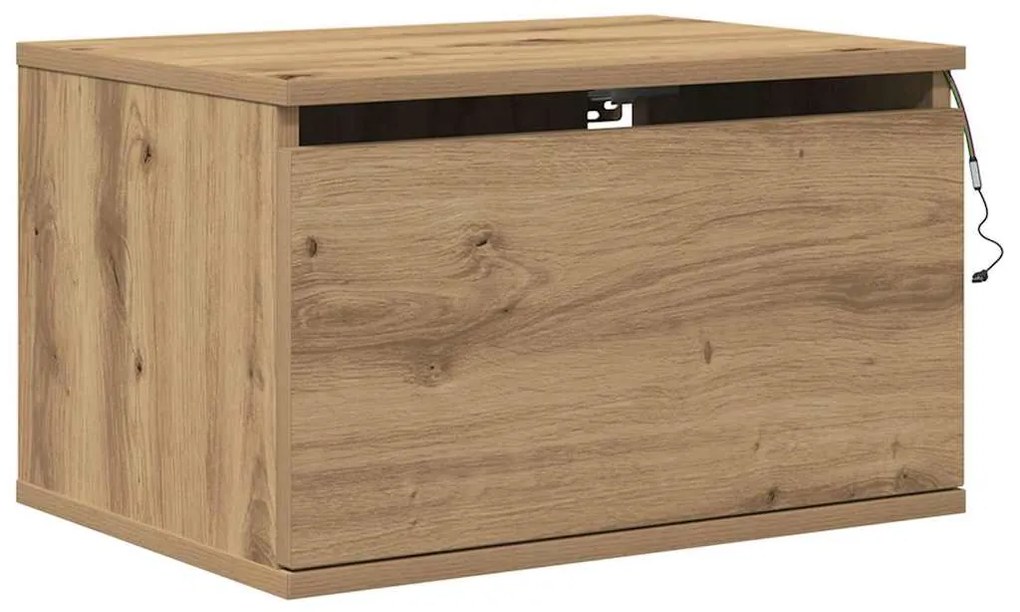 Mesa de cabeceira vidaXL com LED em Carvalho Artisan 50x36x30 cm