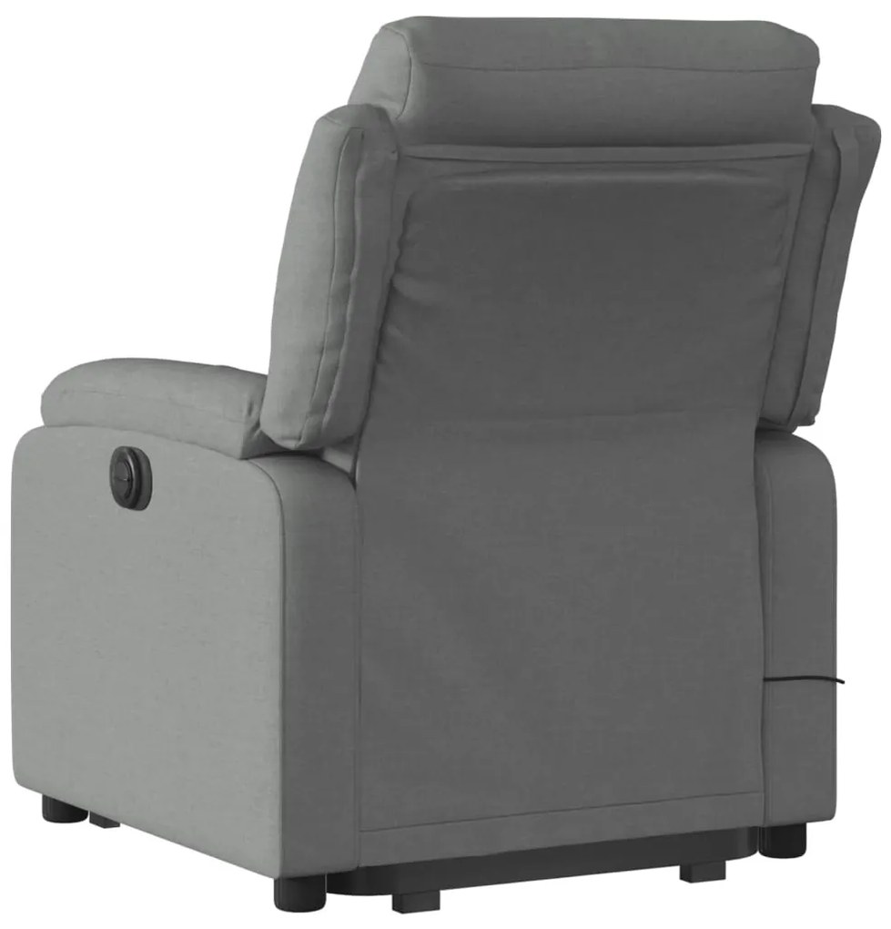 Poltrona elevatória de massagens tecido cinzento-escuro