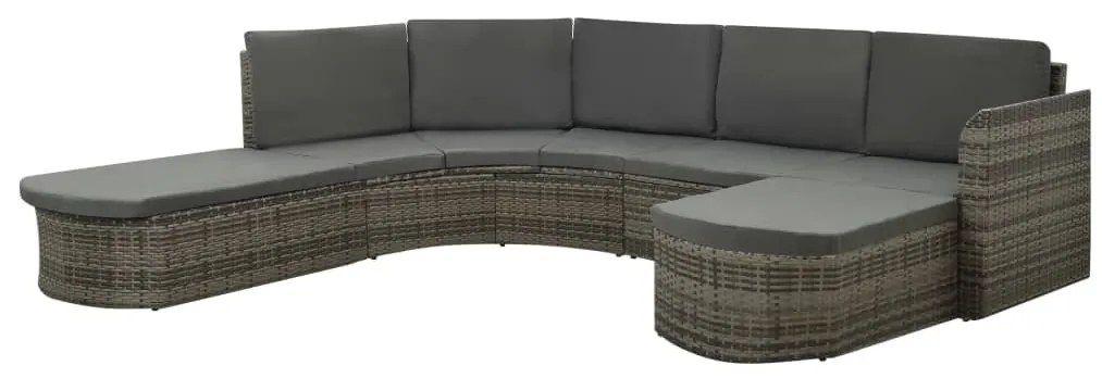 4 pcs conjunto lounge de jardim c/ almofadões vime PE cinzento