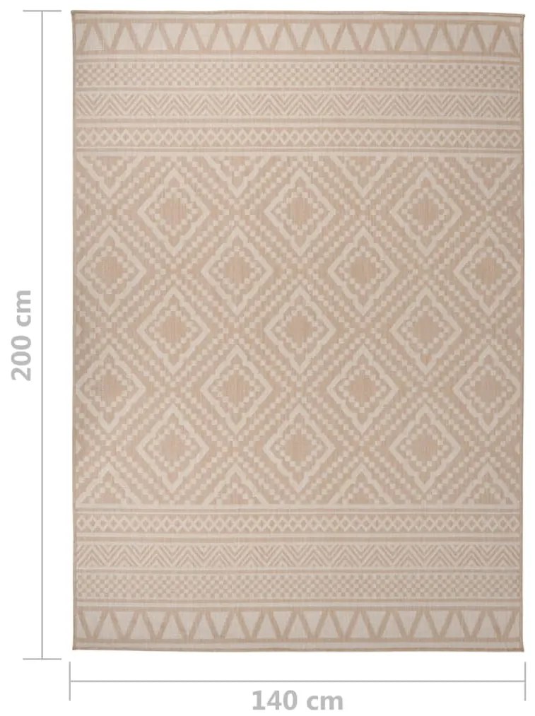 Tapete de tecido plano p/ exterior 140x200 cm riscas castanhas