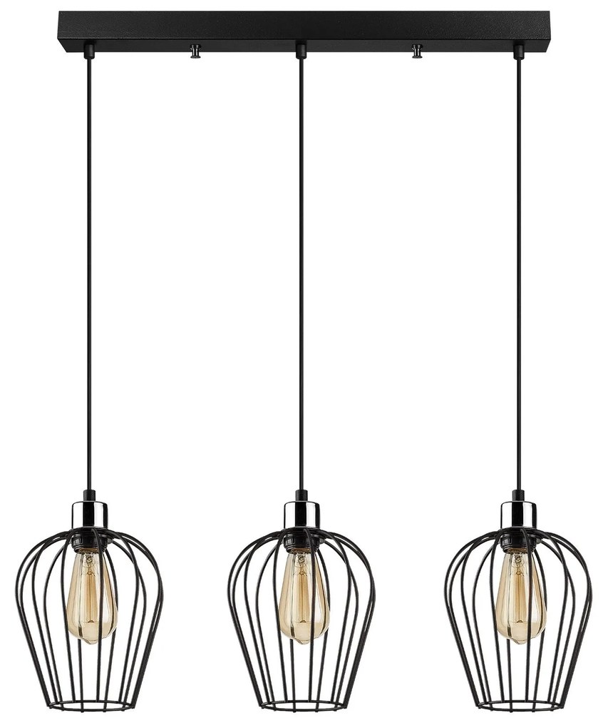 Candeeiro Chandelier Tel – Preto – 70 x 20 cm