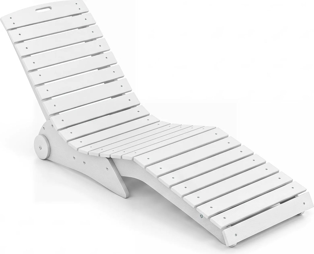 Espreguiçadeira de Piscina em Forma de S, 163 x 55 x 64 cm, Rodas Integradas, Branco