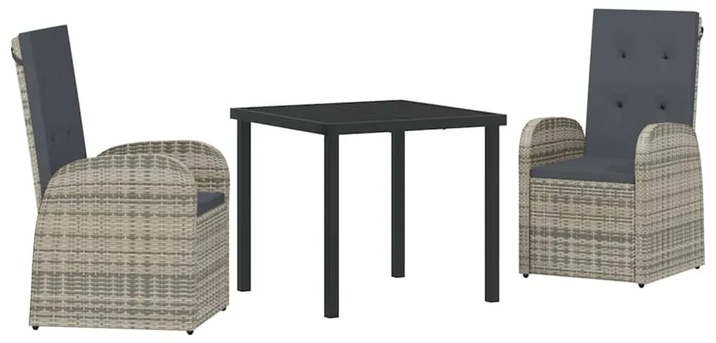 Conjunto de Móveis para Exteriores com almofada 3 pcs Cinzento