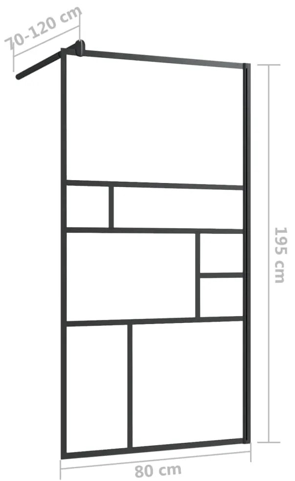 Divisória de chuveiro 80x195 cm vidro transparente ESG preto