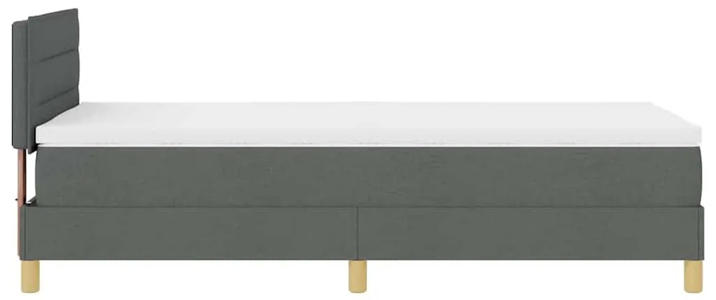 Cama Box Spring com Colchão e LED Cinza Escuro 90x190 cm Tecido