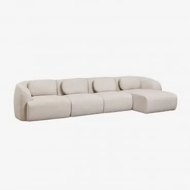 Sofá Modular Chaise Longue Direito De 4 Peças Em Chenille Coquette Chenille Bege Creme - Sklum
