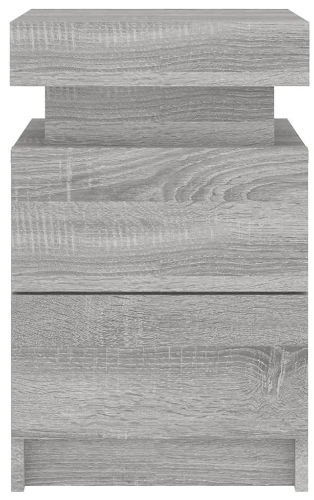 Mesa de cabeceira com luzes LED 35x39x55 cm cinzento-sonoma