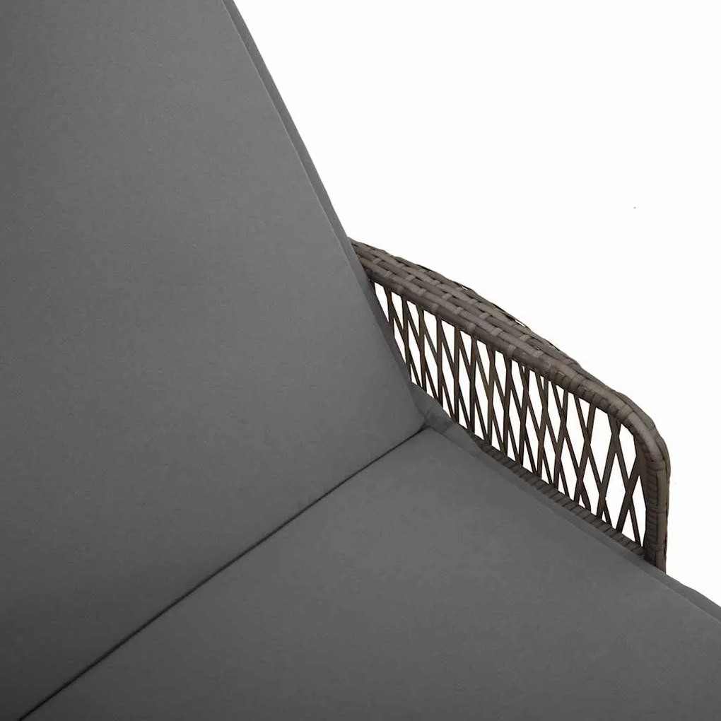 Espreguiçadeira Cinza e cinza escuro Vime PE 157 x 55 x 92 cm