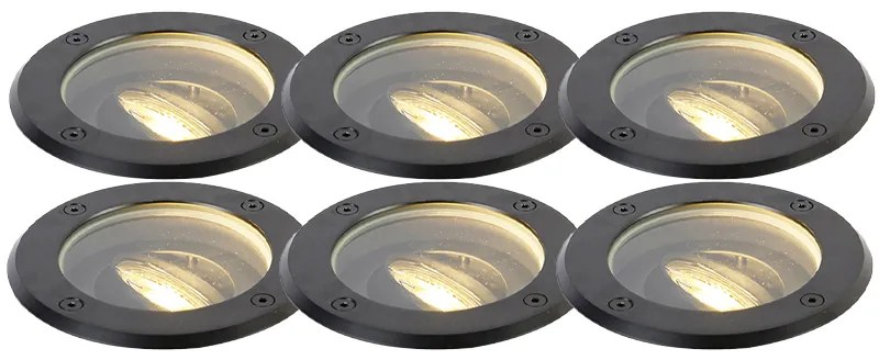 Conjunto de 6 focos de exterior ajustáveis pretos IP65 - Delux Moderno
