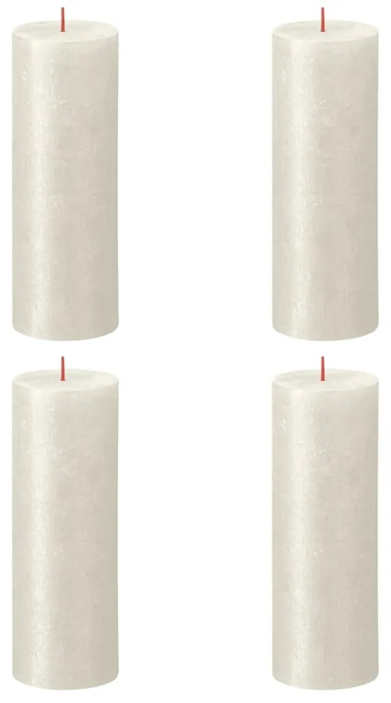 440891 Bolsius Velas rústicas cilíndricas Shimmer 4 pcs 190x68 mm marfim