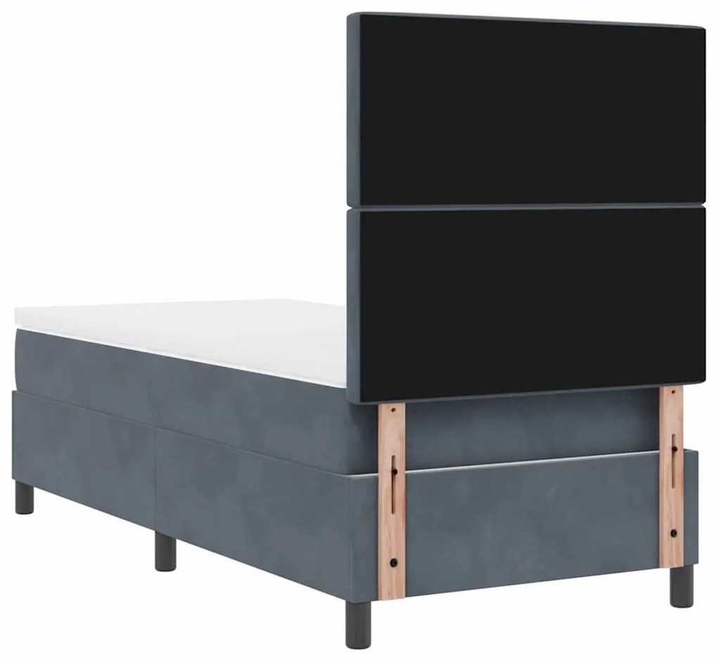 Camas Box Spring vidaXL com Colchão e LED Cinza Escuro 100x200 cm Velu