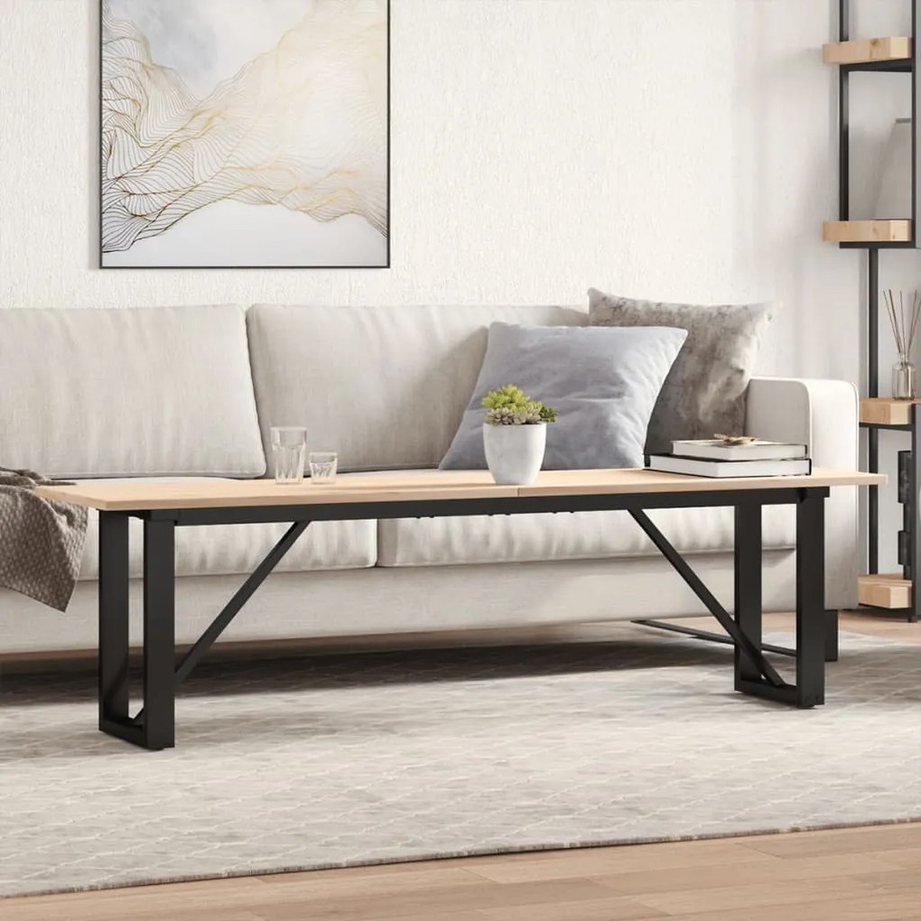 Mesa de centro estrutura em O 160x40x45cm pinho e aço