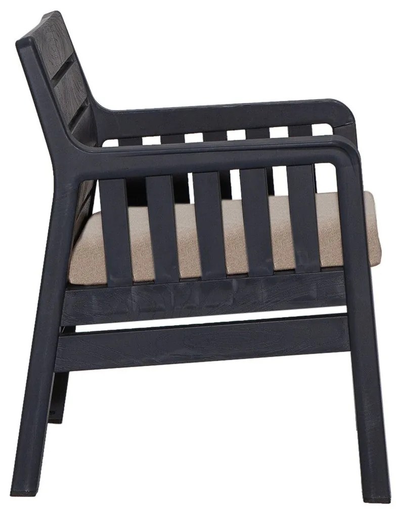 Conjunto de Jardim Antracite – 2 Sofás de 1 Lugar e Mesa de Centro – D