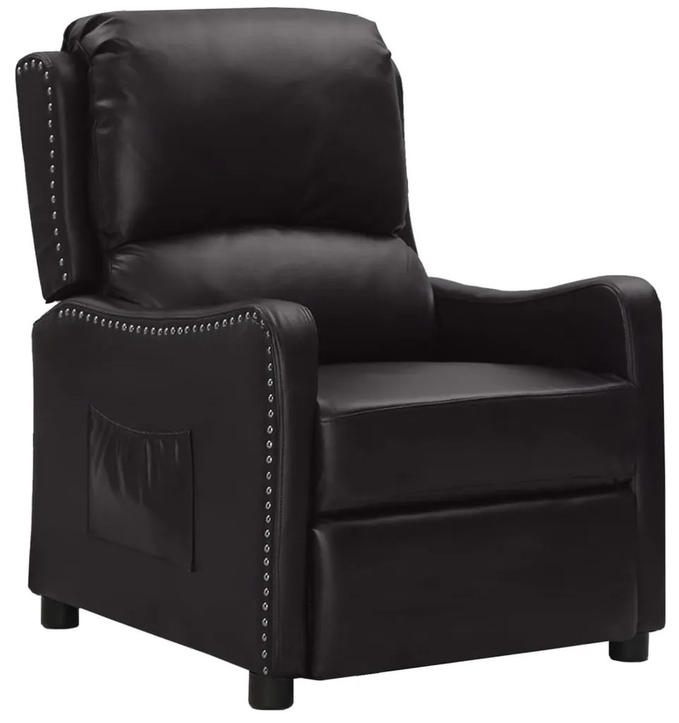 vidaXL Poltrona reclinável couro artificial preto brilhante