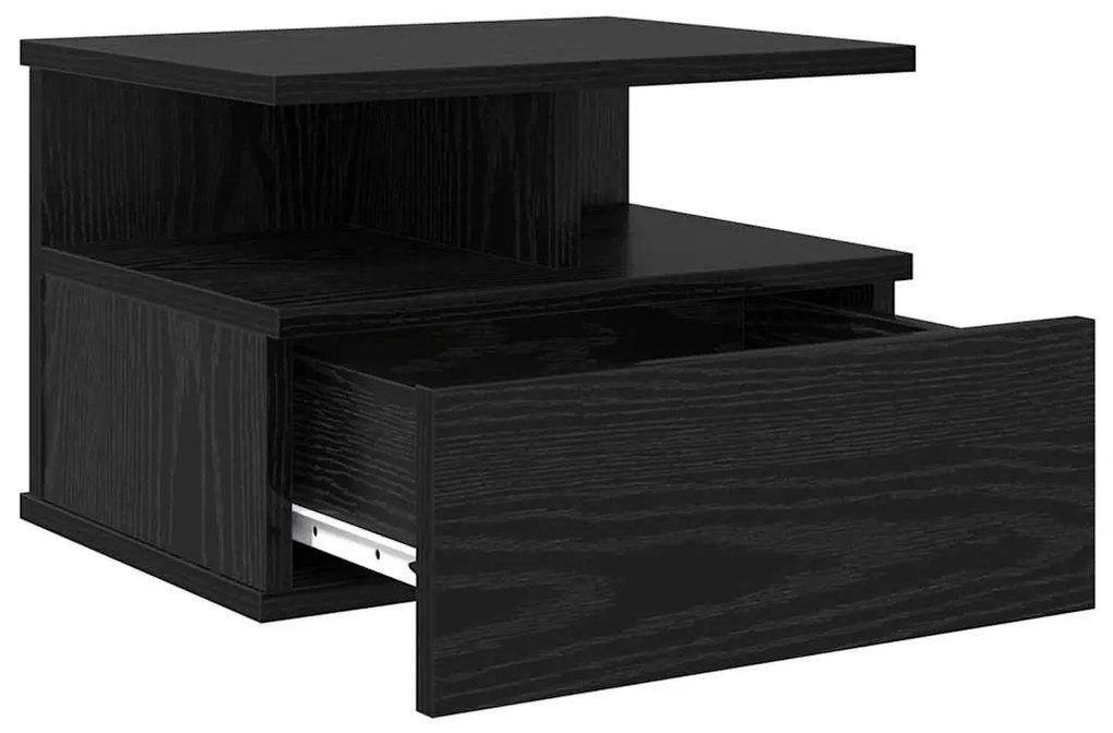 Mesa de Cabeceira Flutuante Carvalho Preto 40x31x27 cm Madeira Engenhe