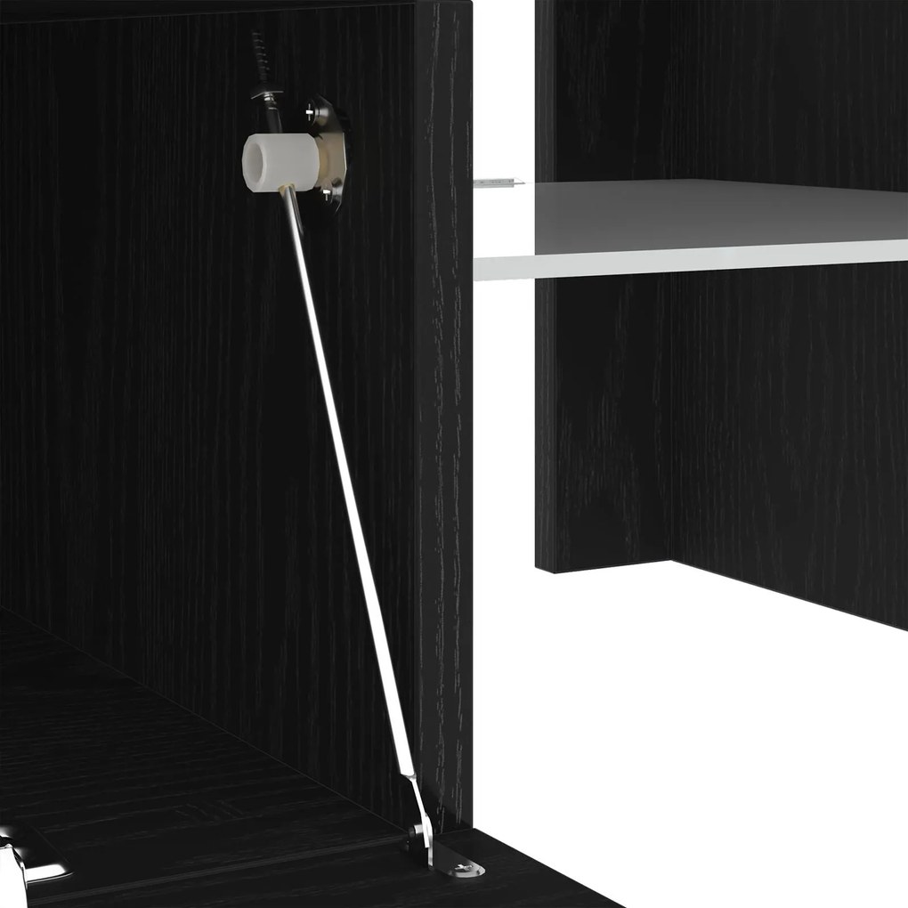 Rack de TV vidaXL com Luzes LED Carvalho Preto 120x35x40 cm