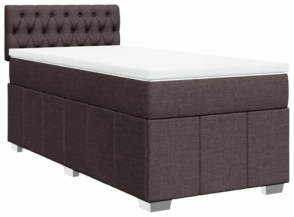 Cama com molas/colchão 90x200 cm tecido castanho-escuro