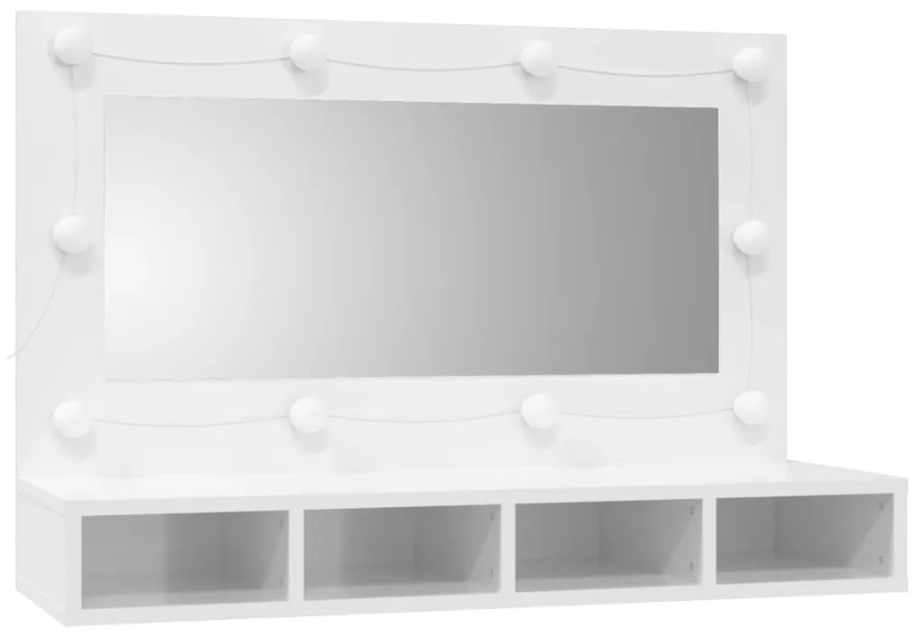 Armário espelhado com LED 90x31,5x62 cm branco brilhante
