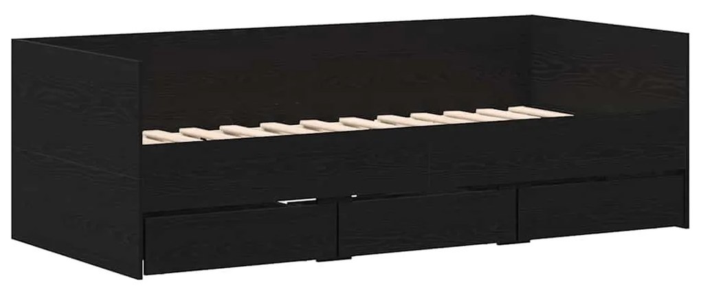 Cama de Dia Carvalho Preto Madeira de Engenharia 90 x 190 cm