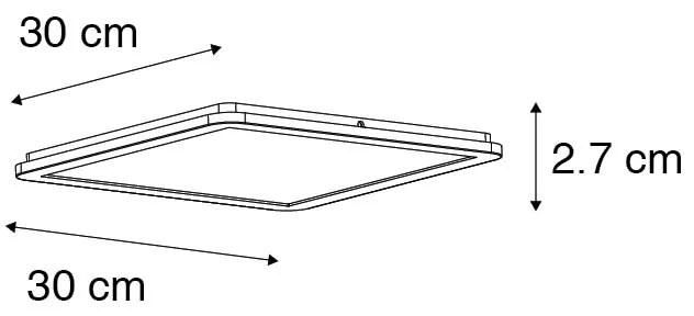 Plafon branco quadrado 30cm regulável-3-etapas LED IP44 - STEVE Moderno