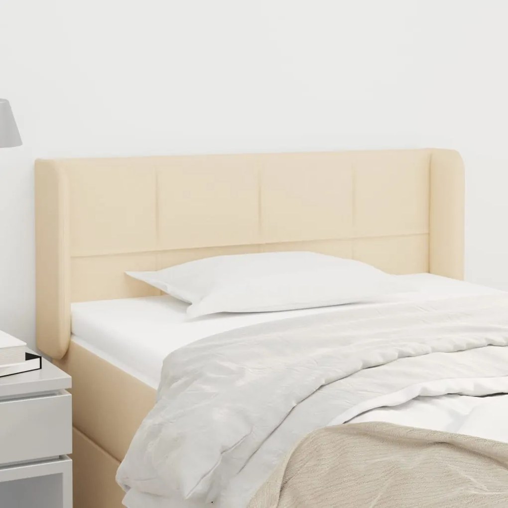 Cabeceira de cama c/ abas tecido 103x16x78/88 cm creme