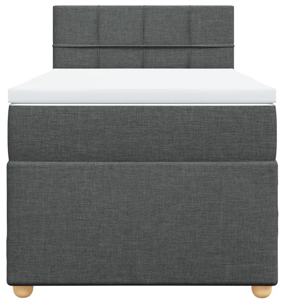 Cama com molas/colchão 90x190 cm tecido cinza-escuro