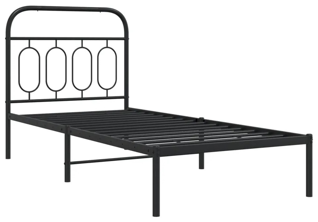 Estrutura de cama com cabeceira 90x190 cm metal preto