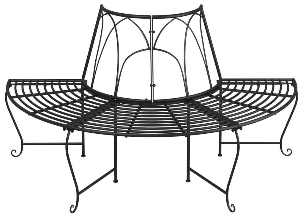 Banco para árvore semicircular Ø159 cm aço preto