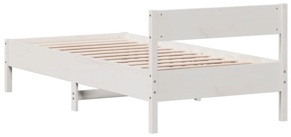 Estrutura de cama com cabeceira 90x200 cm pinho maciço branco