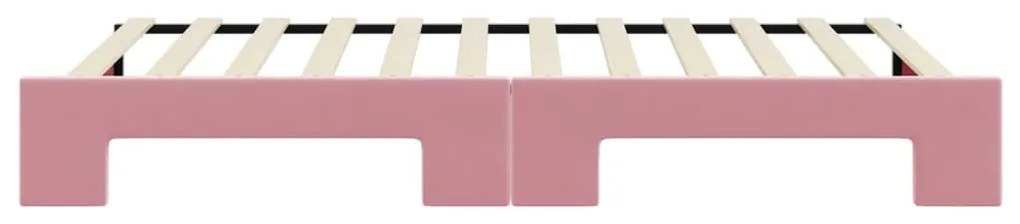 Sofá-cama com gavetão 90x200 cm veludo rosa