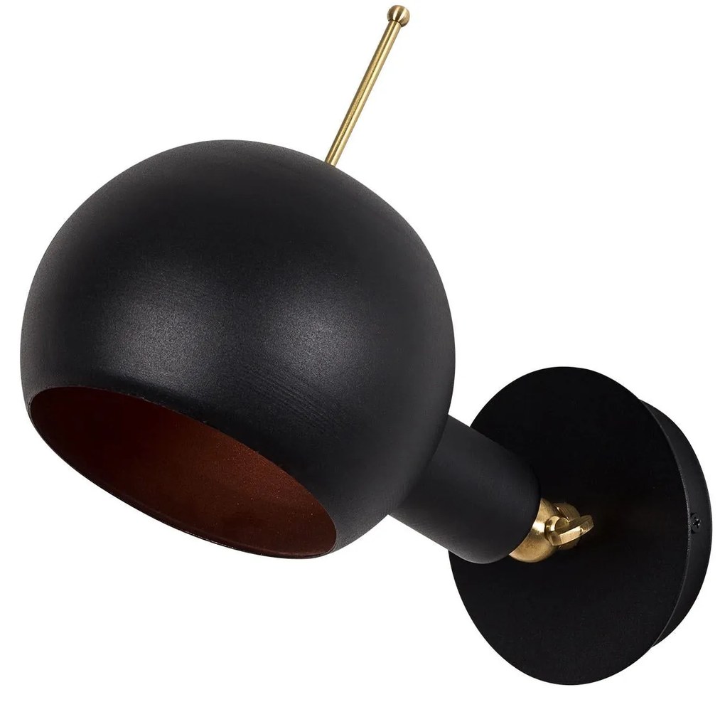 Candeeiro de Parede Sivani – Preto e Cobre – 15 x 23 x 25 cm