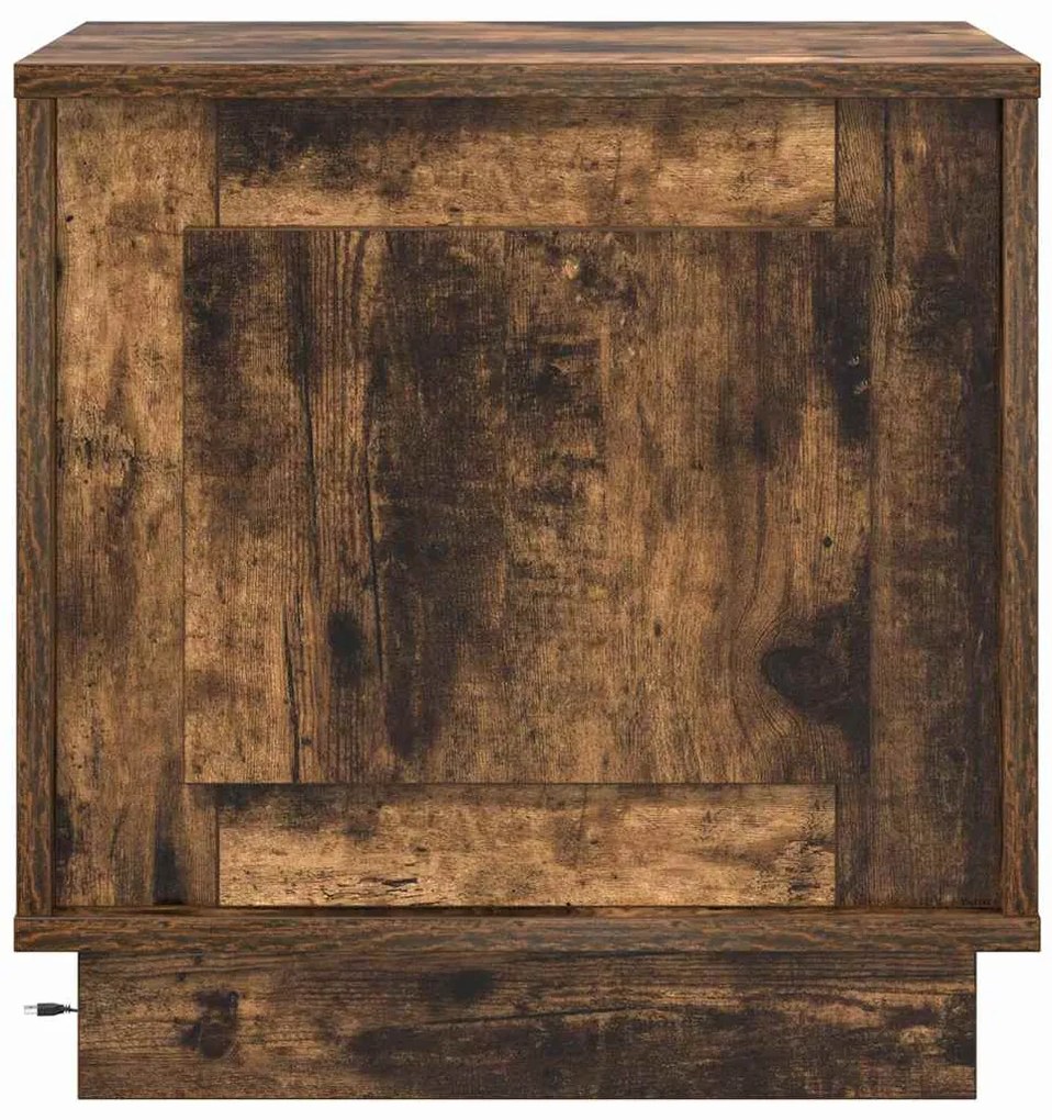 Criado-mudo com Luzes LED Carvalho Fumê 44x34,5x45 cm