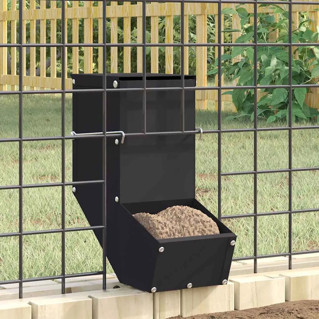vidaXL Comedouro para Coelhos Preto 12,5 x 26 x 28,5 cm