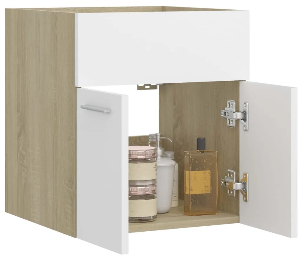 Armário lavatório derivados de madeira branco/carvalho sonoma