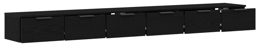 Gabinetes de parede 2 pcs Carvalho Preto 102x30x20 cm Madeira engenhei