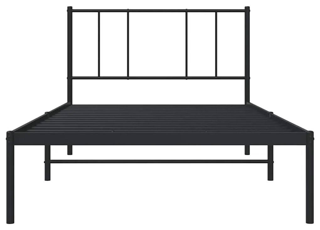 Estrutura de cama com cabeceira 100x190 cm metal preto